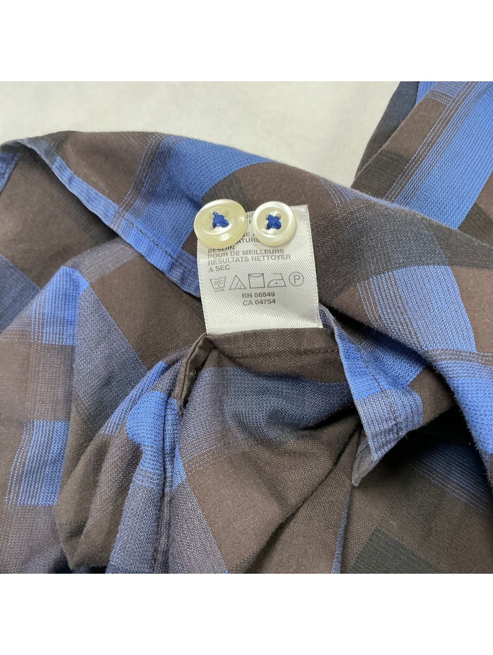 Tommy Bahama Men's Long Sleeve Blue and Brown Plaid Button-Up Shirt 100% Cotton - Picture 9 of 13